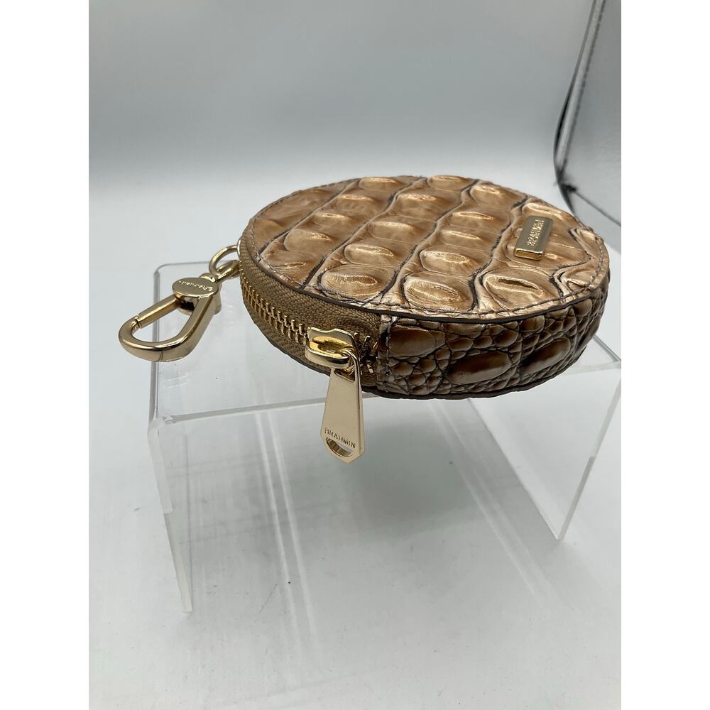 Brahmin Coin Purse Genuine Leather, Round With Clip- about 4 in across - Picture 2 of 6